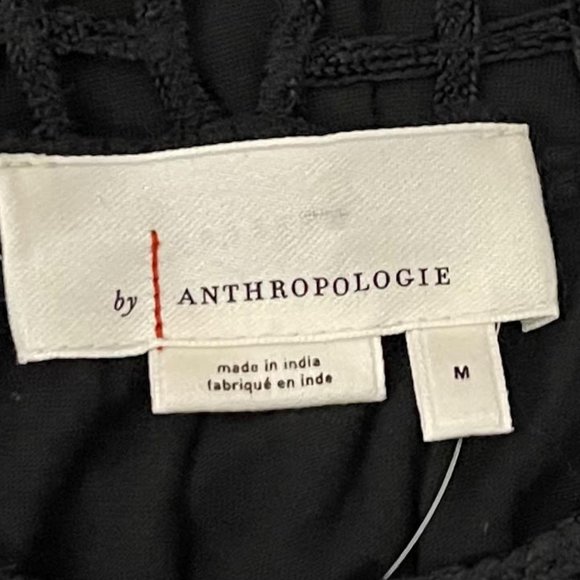Anthropologie Medium Black Caged Detail 1/2 Sleeve Top NEW WITH TAGS - Picture 5 of 8